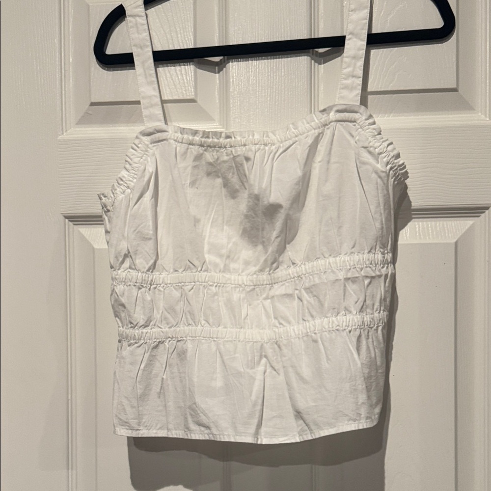 Madewell White Ruched Tank Top